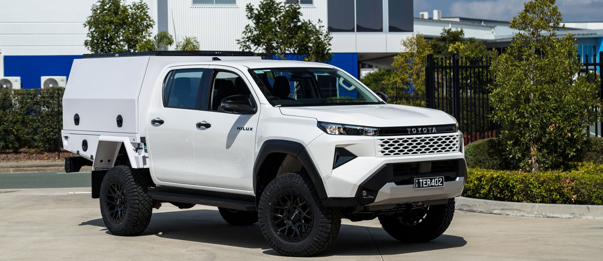 Toyota Hilux N90 with a white XGO tray and canopy