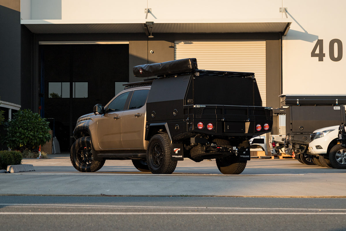 Volkswagen Amarok with an XGO chassis mount body, rear three-quarter
