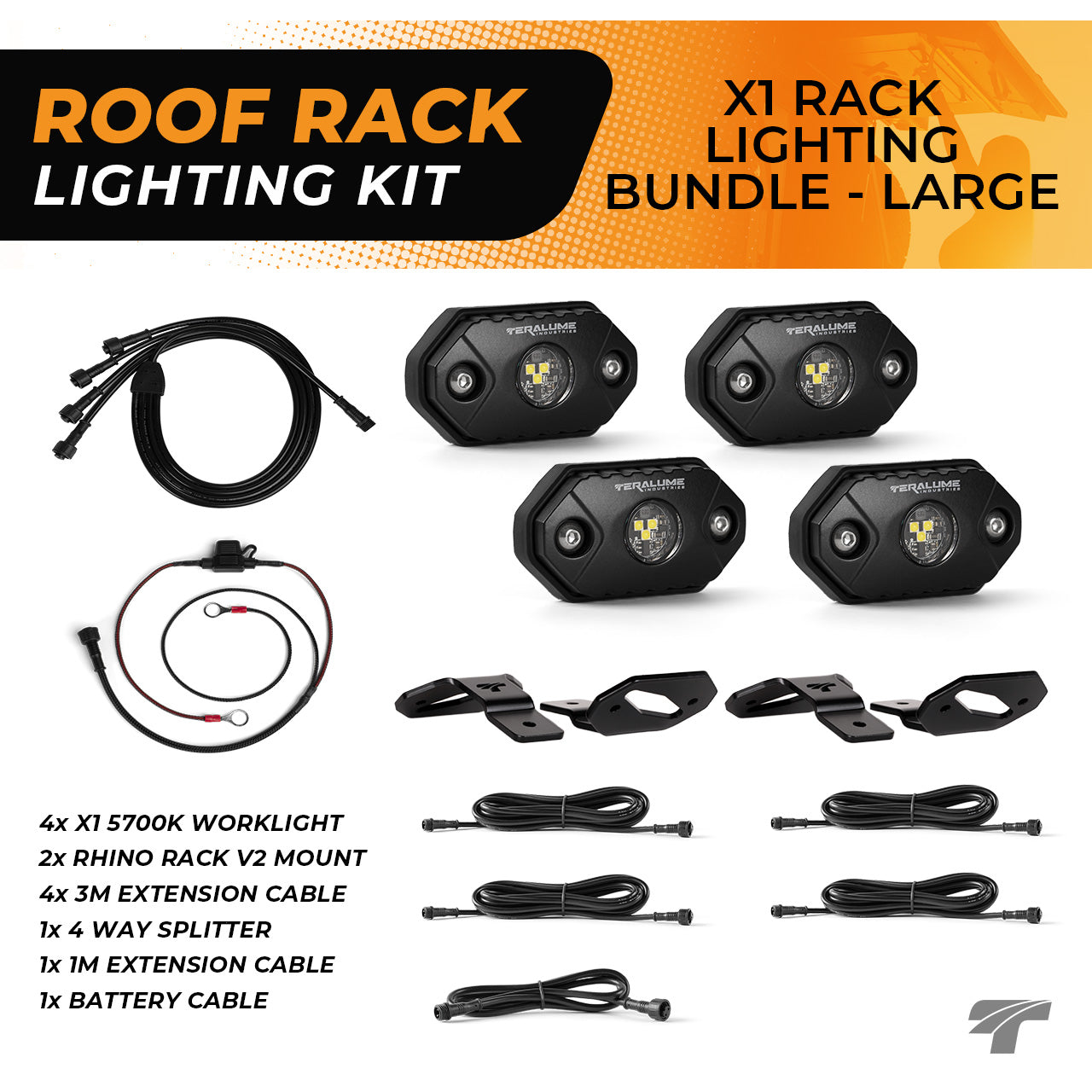 X1 Roof Rack Lighting - Large Kit